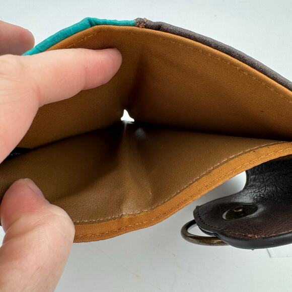 Tony Lama Teal Western RFID Wallet Floral Embossed Brown Flap Snap Closure NWT - Picture 6 of 11